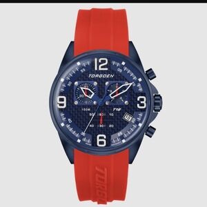 Torgoen T18 TN- 1268 Chronograph Watch - Navy Dial with Red Strap NEW